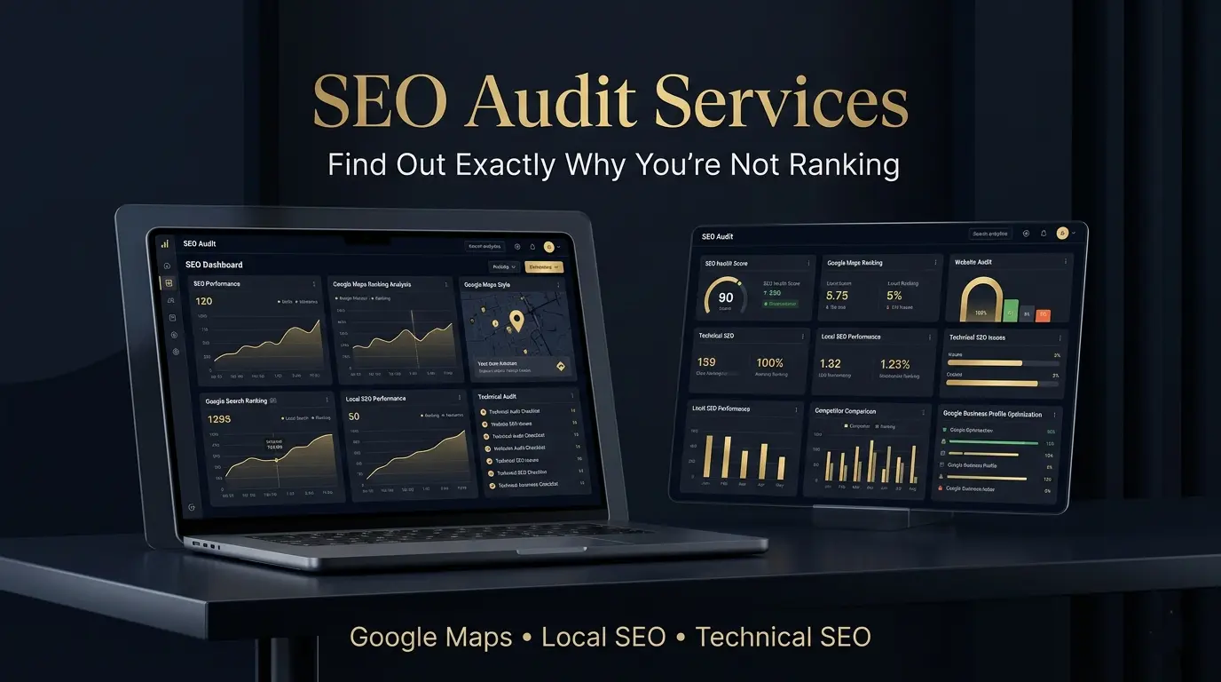 SEO audit services in Saudi Arabia analysing Google Maps rankings, technical SEO issues, local search visibility and website performance
